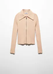 Buzo Cardigan Pintón Beige Talla S Mujer Mango