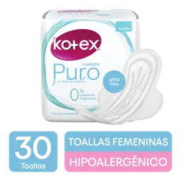 Kotex Toallas Higiénicas Cuidado Puro y Natural