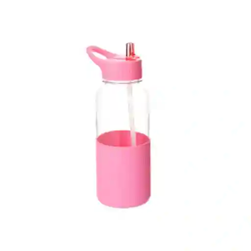 Vaso Plástico Con Asa y Funda Serie Rosa Miniso