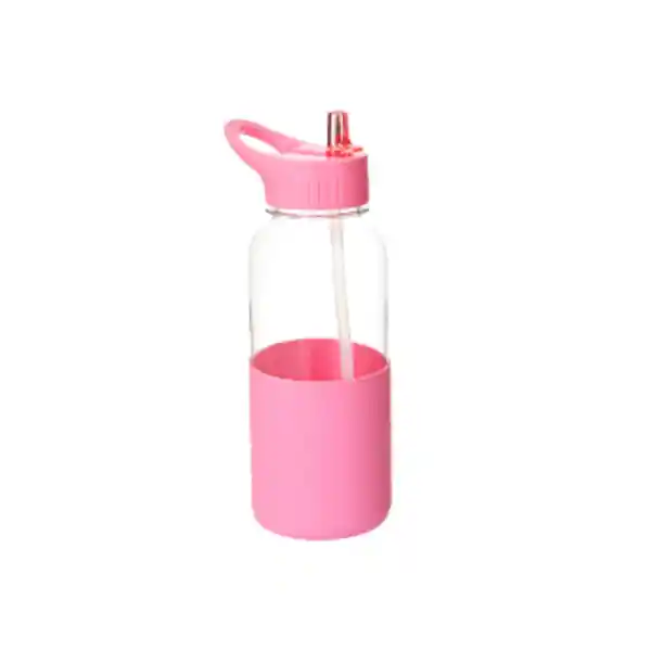 Vaso Plástico Con Asa y Funda Serie Rosa Miniso