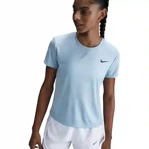 Nike Camiseta Para Correr W Miler Top Manga Corta Mujer Azul L