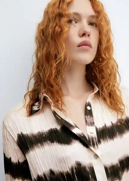 Camisa Beni Crudo Talla L Mujer Mango