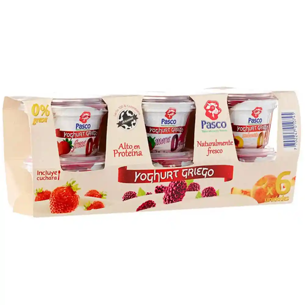 Pasco Yogurt Griego Sabores Surtidos 6 Unidades