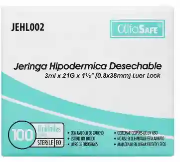 Alfa Safe Unidad Jeringa Hipodérmica Desechable x20ml
