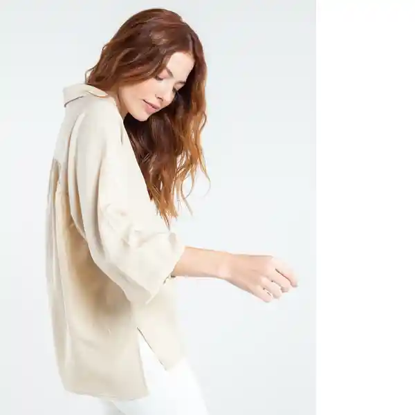  Camisa Faar Mujer Beige Polvo Claro Talla M Naf-Naf 