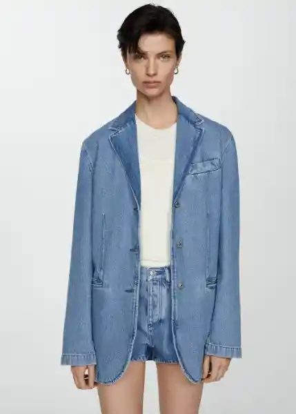 Blazer Americana Rowan Tejano Medio Talla M Mujer Mango