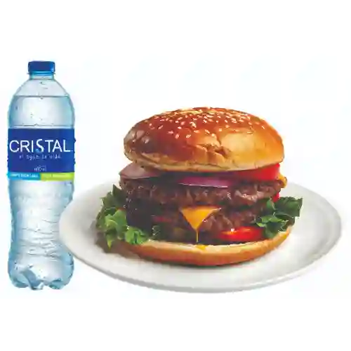 Hamburguesa Doble Carne + Papas + Agua