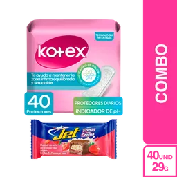 Combo Jet Fresas Con Crema + Protectores Kotex Cuidado Diario