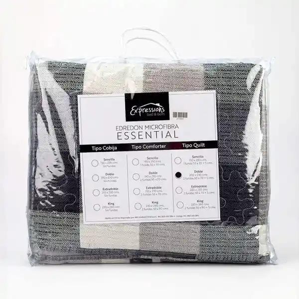 Expressions Cubrecama Doble Squares Negro Blanco Gris