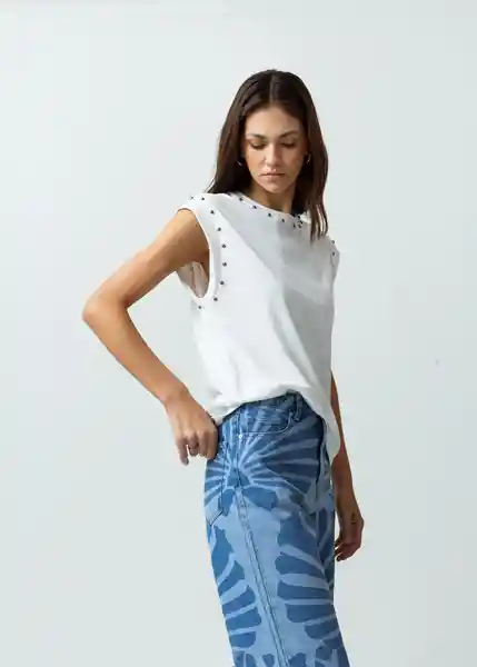 Camiseta Mujer Crudo Puro Claro Talla M Naf Naf