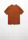 Camiseta Tricot Lino Terracota Talla L Hombre Mango