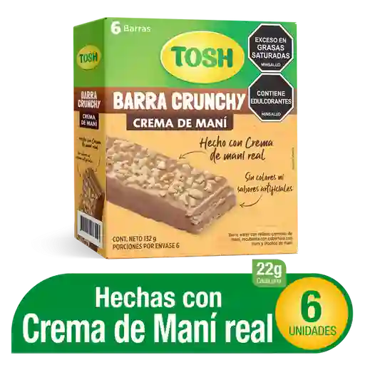 Tosh Barra Wafer Crema Maní Crunch 6 x 22 g 