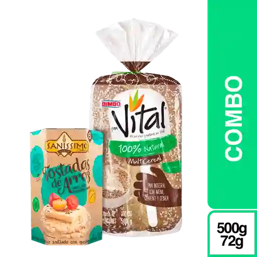 Combo Pan Vital Fruticereal + Tostadas Arroz y Quinua Sanissimo