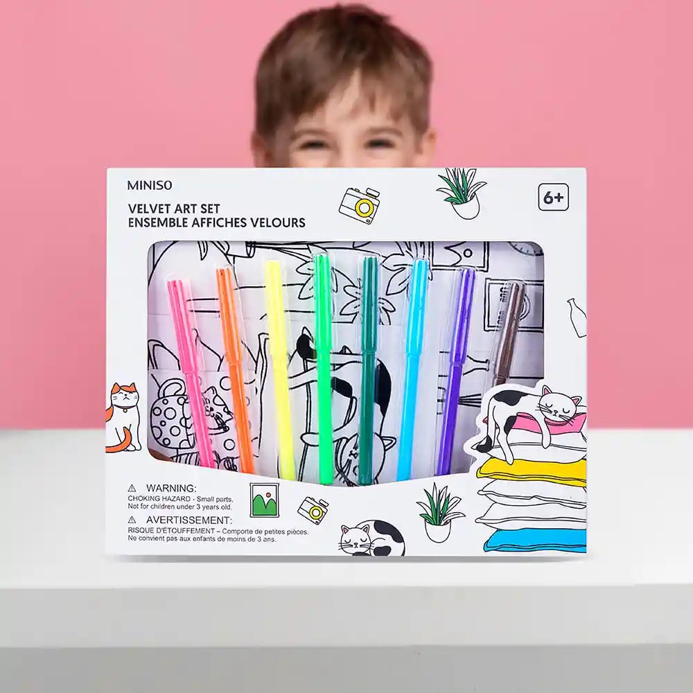 Miniso Set Para Colorear Velvet Plumones Gato