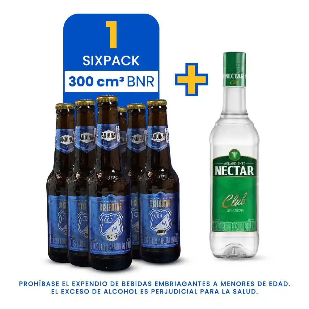 Six Pack Cerveza Andina Edición Millos Bnr 300 Ml + Nectar Club Sin Azucar 750 Ml