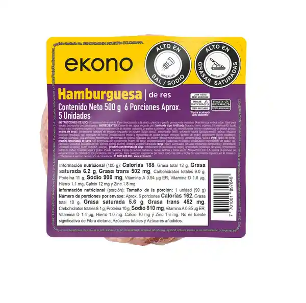 Hamburguesa Precocida Ekono
