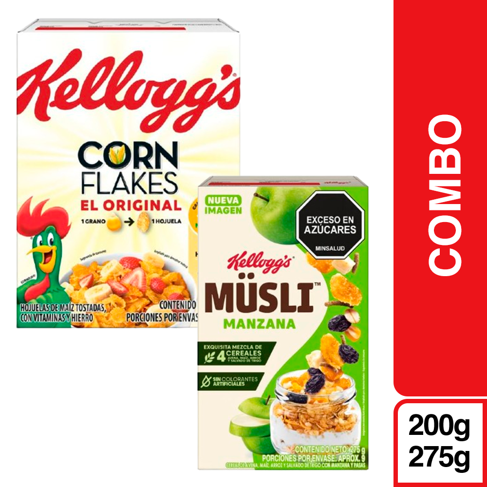 Combo Kelloggs Cereal Müsli + Kelloggs Cereal Corn Flakes