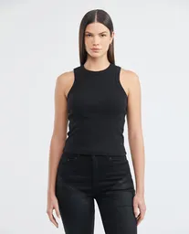 Camiseta Ribbed Tanktop Negro Sombrío Ultraoscuro Talla Xs Mujer Chevignon