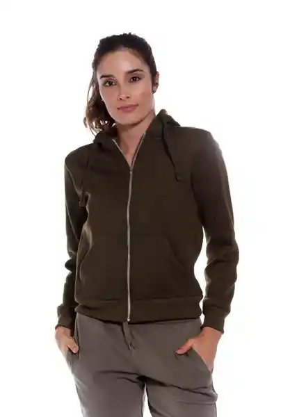 Buzo Abierto Mujer Verde Militar Talla L People