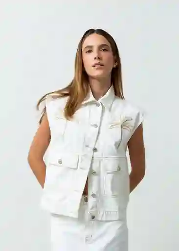 Chaleco Natu Mujer Crudo Marfil Claro Talla S 422G302 Naf Naf
