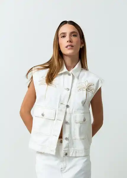 Chaleco Natu Mujer Crudo Marfil Claro Talla S 422G302 Naf Naf