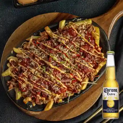 Combo Papas Pork + Cerveza Corona Bot. 355ml