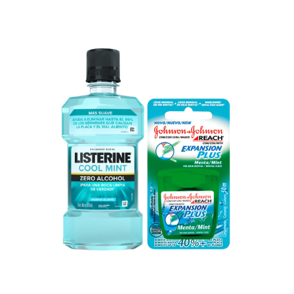 Combo Listerine Enjuague Bucal + Hilo Dental