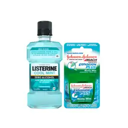 Combo Listerine Enjuague Bucal + Hilo Dental
