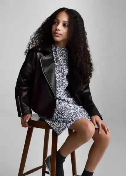 Chaqueta Cazadora Galia Negro Talla 10 Niños Mango