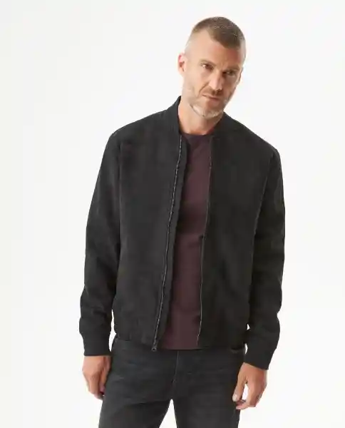 Chaqueta Suede Bomber Negro Sombrio Ultraoscuro T.L Chevignon