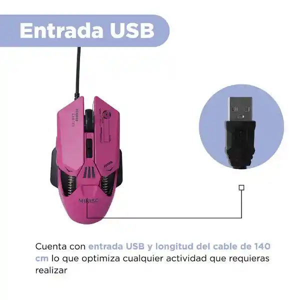 Mouse Gaming Mod X353 Morado Serie Miniso