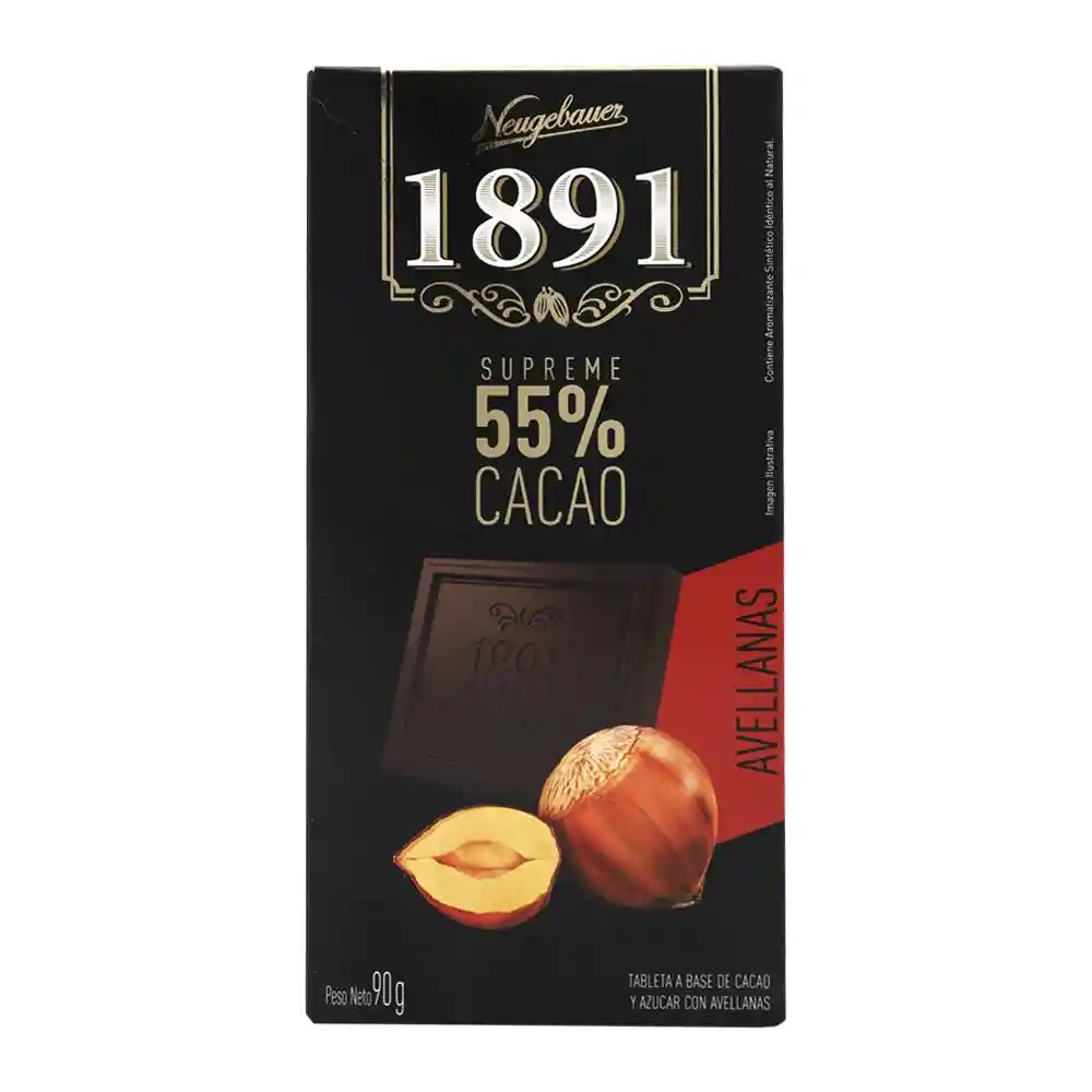 1891 Tableta de Chocolate con Avellanas y Cacao al 55 %