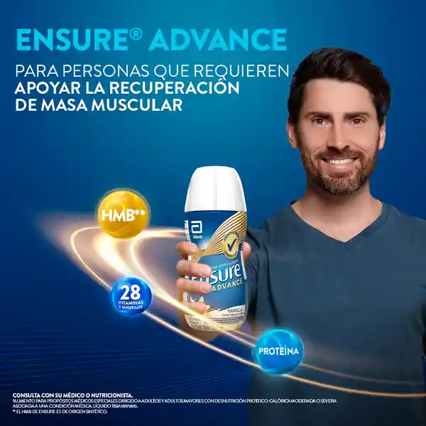 Ensure Advance Vainilla Con Proteína + Hmb Líquido Caja x 6 Und