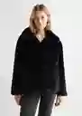 Abrigo Pelito Negro Talla 19 Teen Niñas Mango