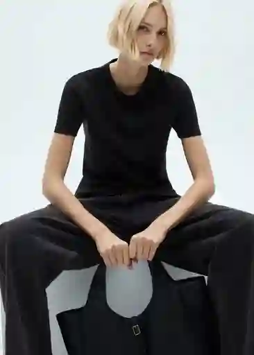 Camiseta Rita Negro Talla S Mujer Mango