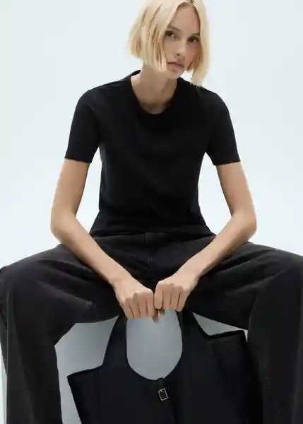 Camiseta Rita Negro Talla S Mujer Mango