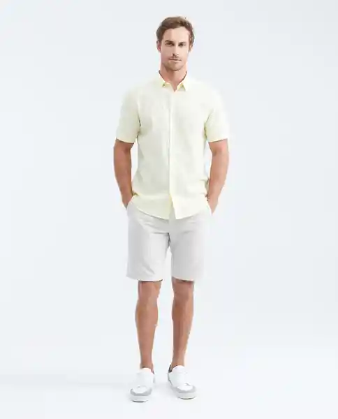 Short Linen Masculino Crudo Sintético Claro Talla 34 Chevignon