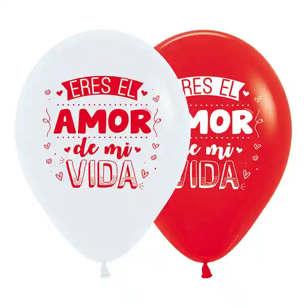 Globos R12 Fashion Blanco Rojo Eres El Amor De Mi Vida Paquete X 10 Sempertex, Amor Amistad