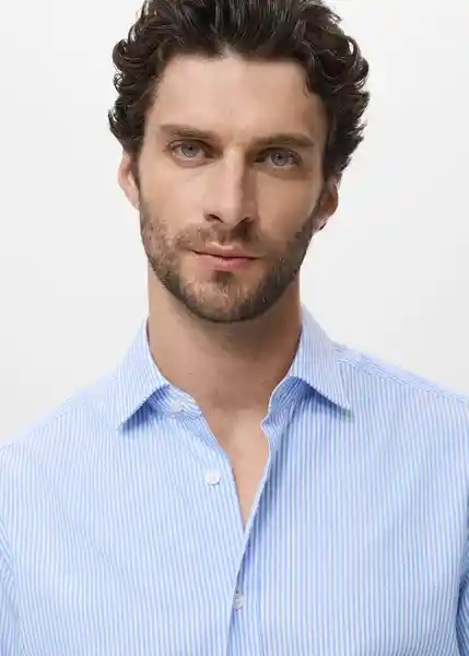 Camisa Playr Celeste Talla M Hombre Mango