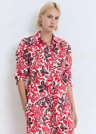 Camisa Julia Off White Talla M Mujer Mango