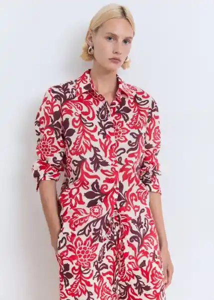 Camisa Julia Off White Talla M Mujer Mango