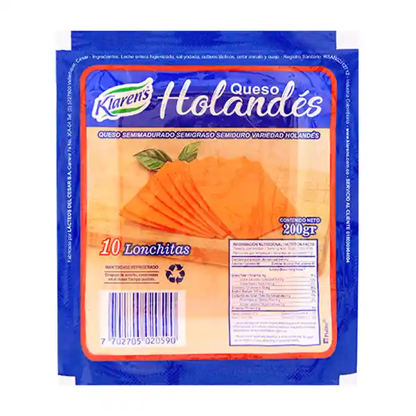 Klarens Queso Holandes Tajado