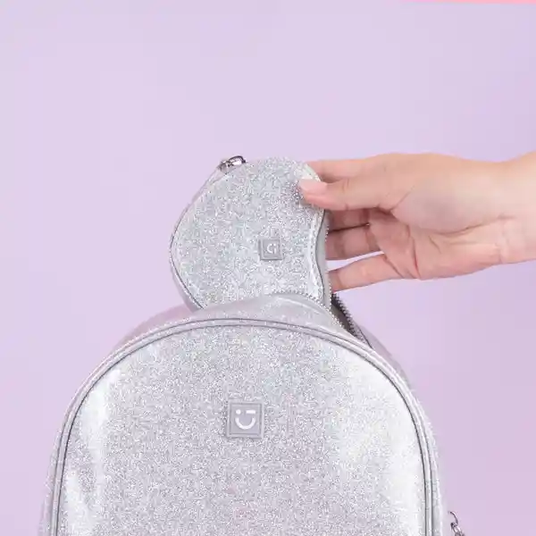 Monedero Moon & Stars Glitter Serie Miniso Corazón Plata Miniso