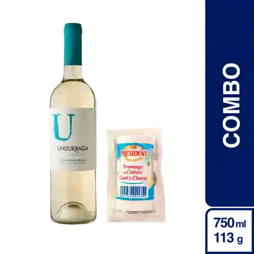 Combo Undurraga Vino Blanco Sauvignon + Président Queso de Cabra