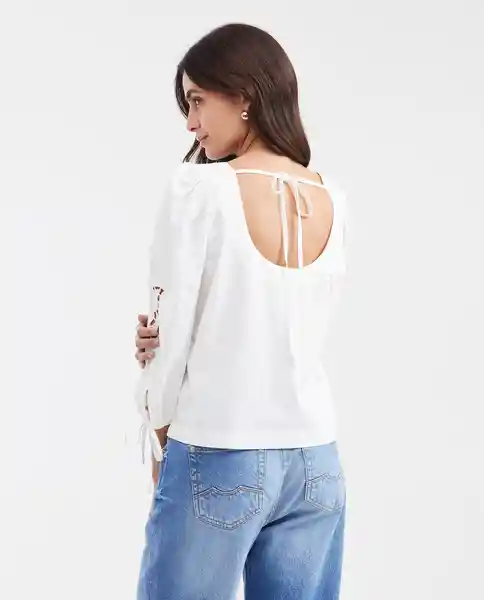 Camisa Embroidery Poplin Crudo Prístino Claro Talla S Chevignon