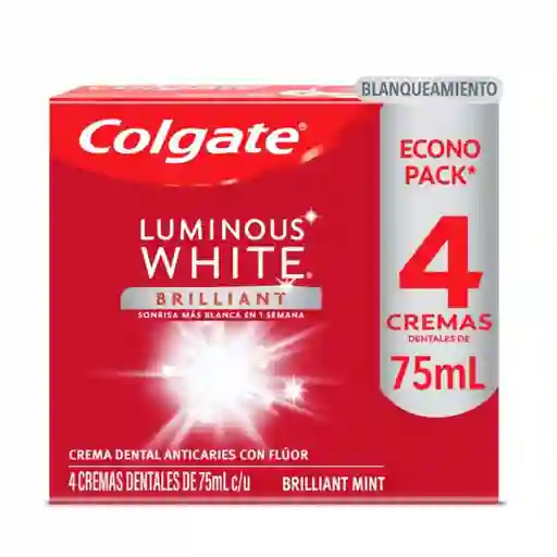 Crema Dental Colgate Luminous White Brilliant 4x75ml