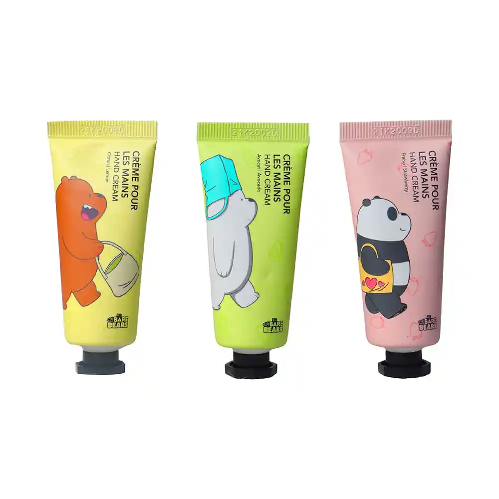 Miniso Set De Cremas Para Manos Fresaaguacate Limon 20G - We Bare Bears