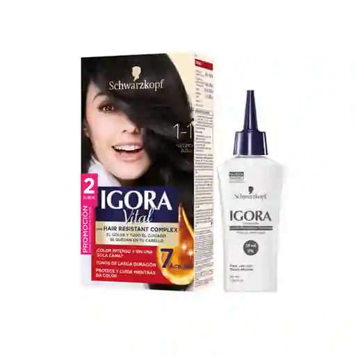 Tinte Igora Vital 1-1 Negro Azul + Oxigenta Gratis