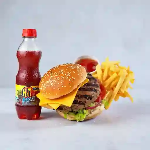 Combo hamburguesa + papas + jugo hit