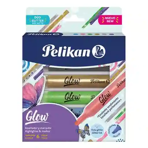 Pelikan Marcador Resaltador Glow Glitter X6